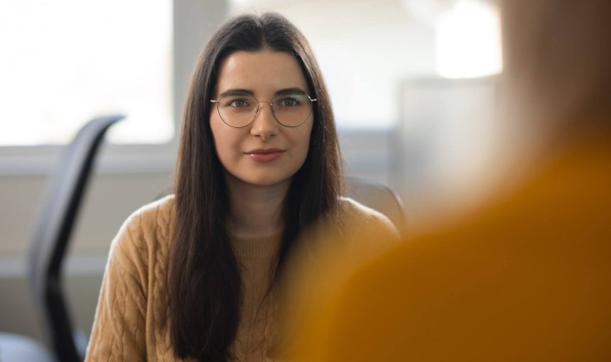 woman sitting in an office