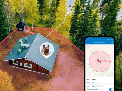 Tractive GPS -koirapaikantimen virtuaaliaitaominaisuus sovelluksessa