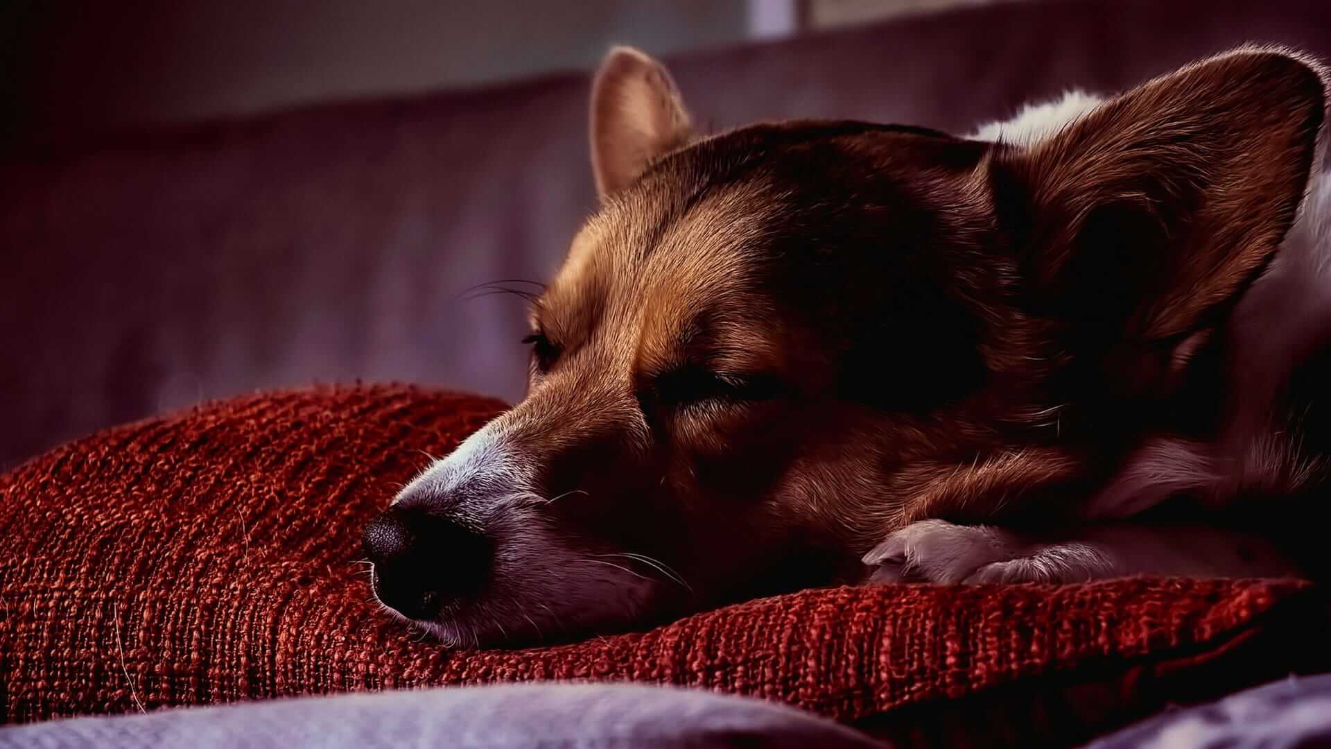 cane dorme con la testa appoggiata su un cuscino
