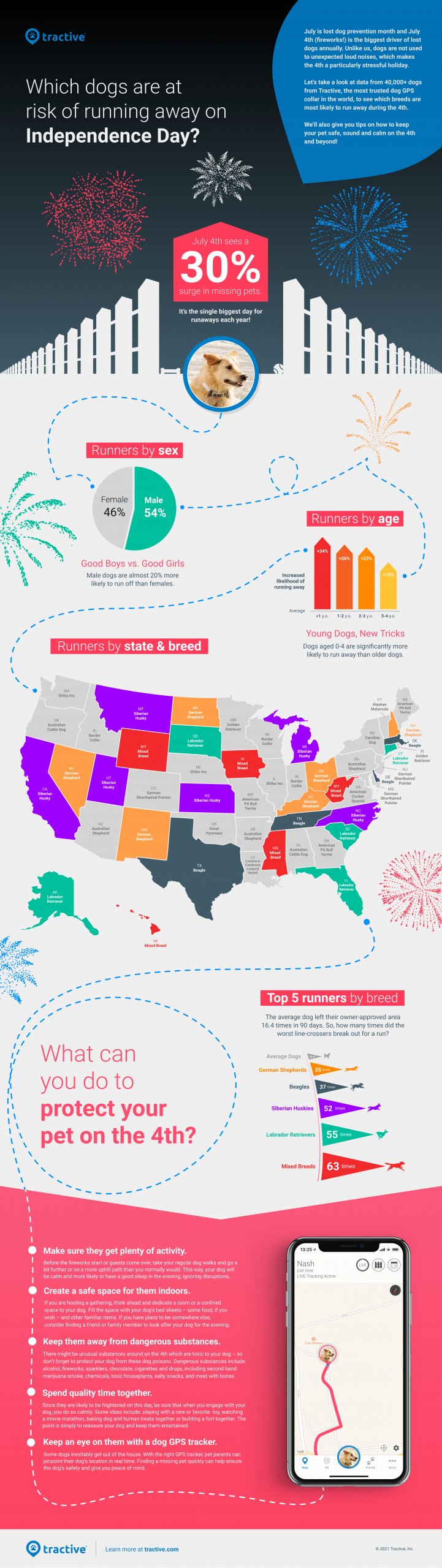 Tractive dog on 4th of July missing infographic