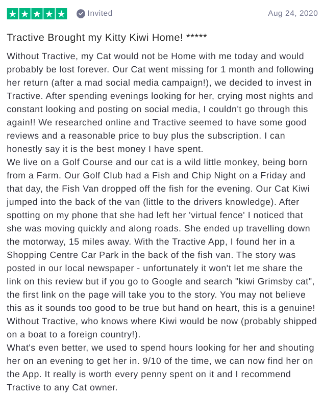 Tractive GPS Trustpilot Review