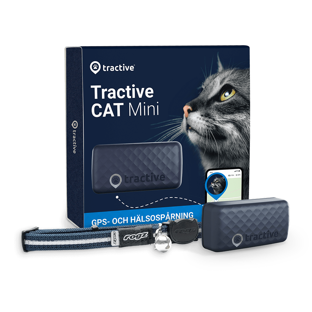 Tractive CAT Mini katt-GPS med katthalsband och förpackning