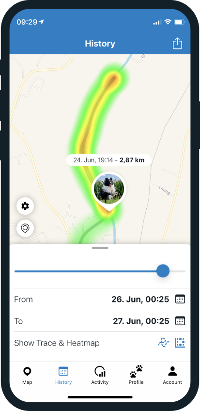 The Tractive GPS Heat Map feature which helped locate the kittens.