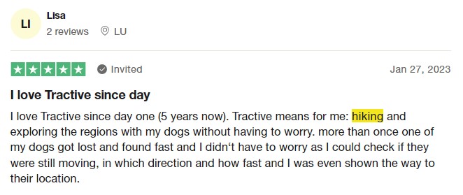 Tractive Trustpilot review