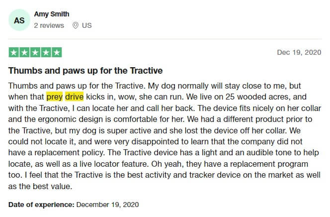 Tractive Trustpilot review