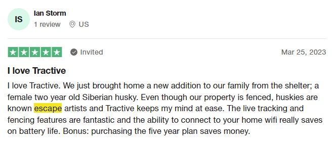 Tractive Trustpilot review