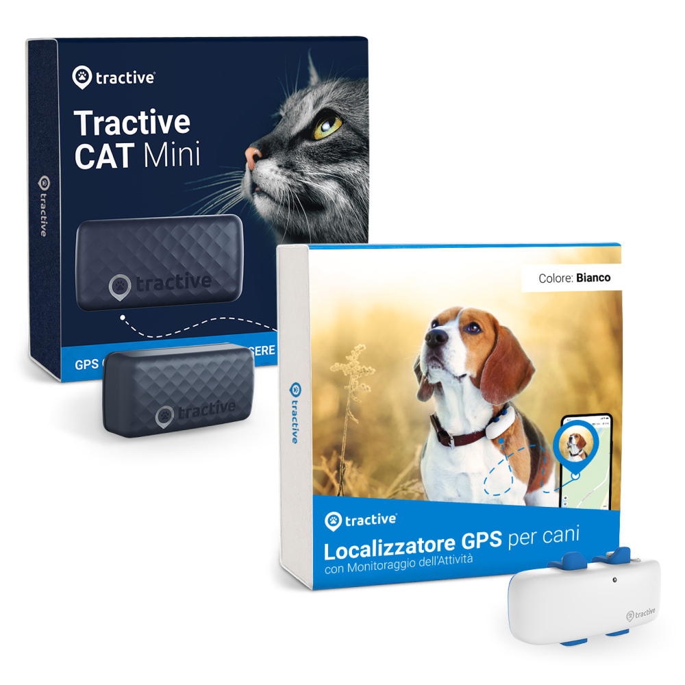 confezioni dei GPS Tractive CAT Mini e Tractive DOG 4