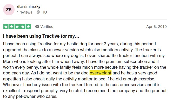 Tractive Trustpilot review