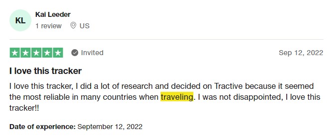 Tractive Trustpilot review