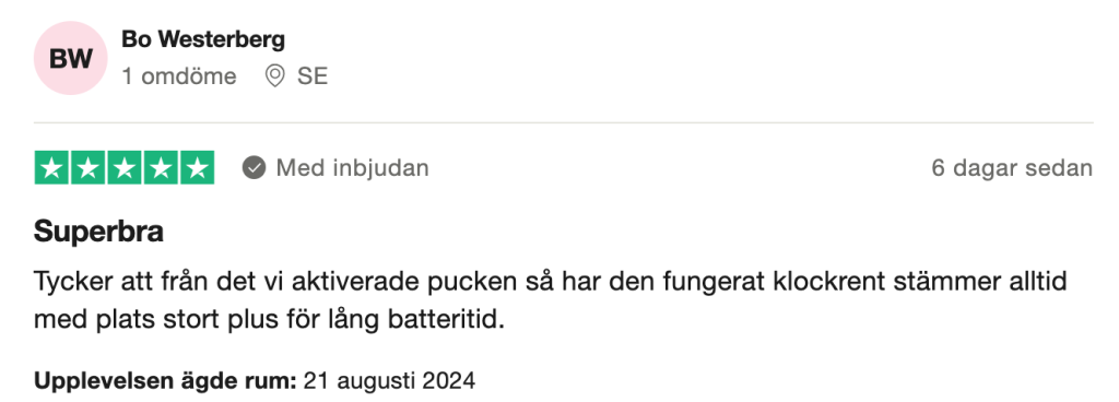 Trustpilot-omdöme om Tractive