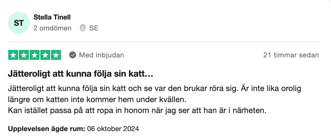 Trustpilot-omdöme om Tractive