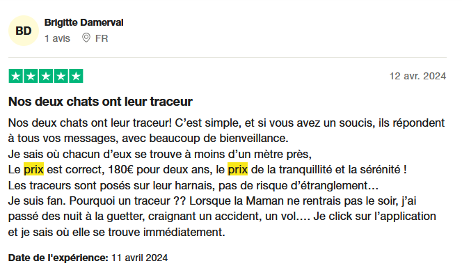 Évaluation de Tractive sur Trustpilot