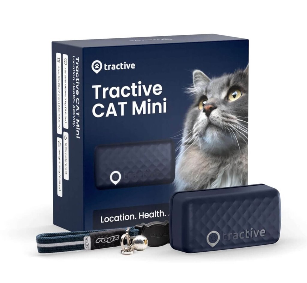 Dark Blue Tractive GPS Cat Tracker Mini packaging 