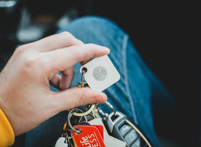 Tile tracker aan een sleutelhanger