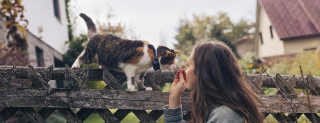woman with cat outside