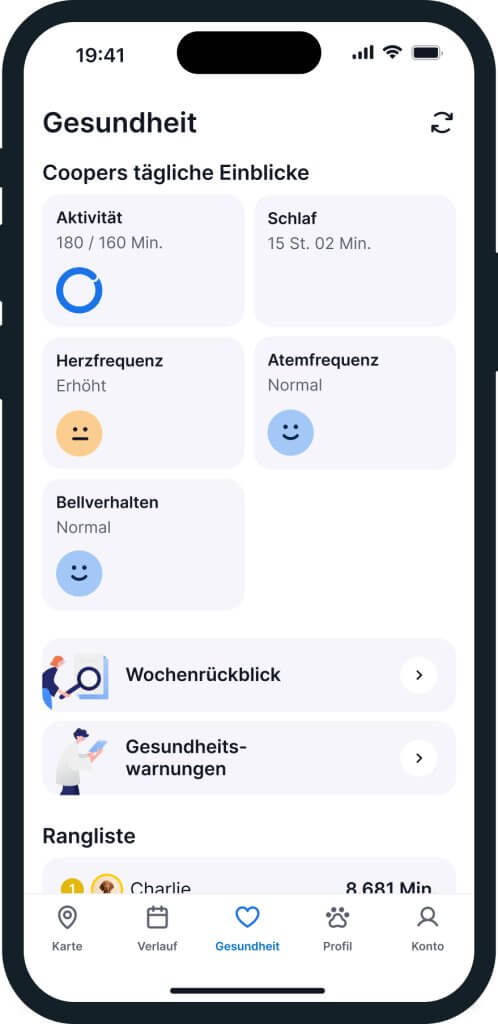 Gesundheitstracking Appscreen