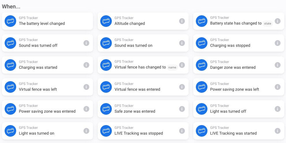 Tractive Pet Tracker Smart Home Device Integration with Homey - example Flow cards