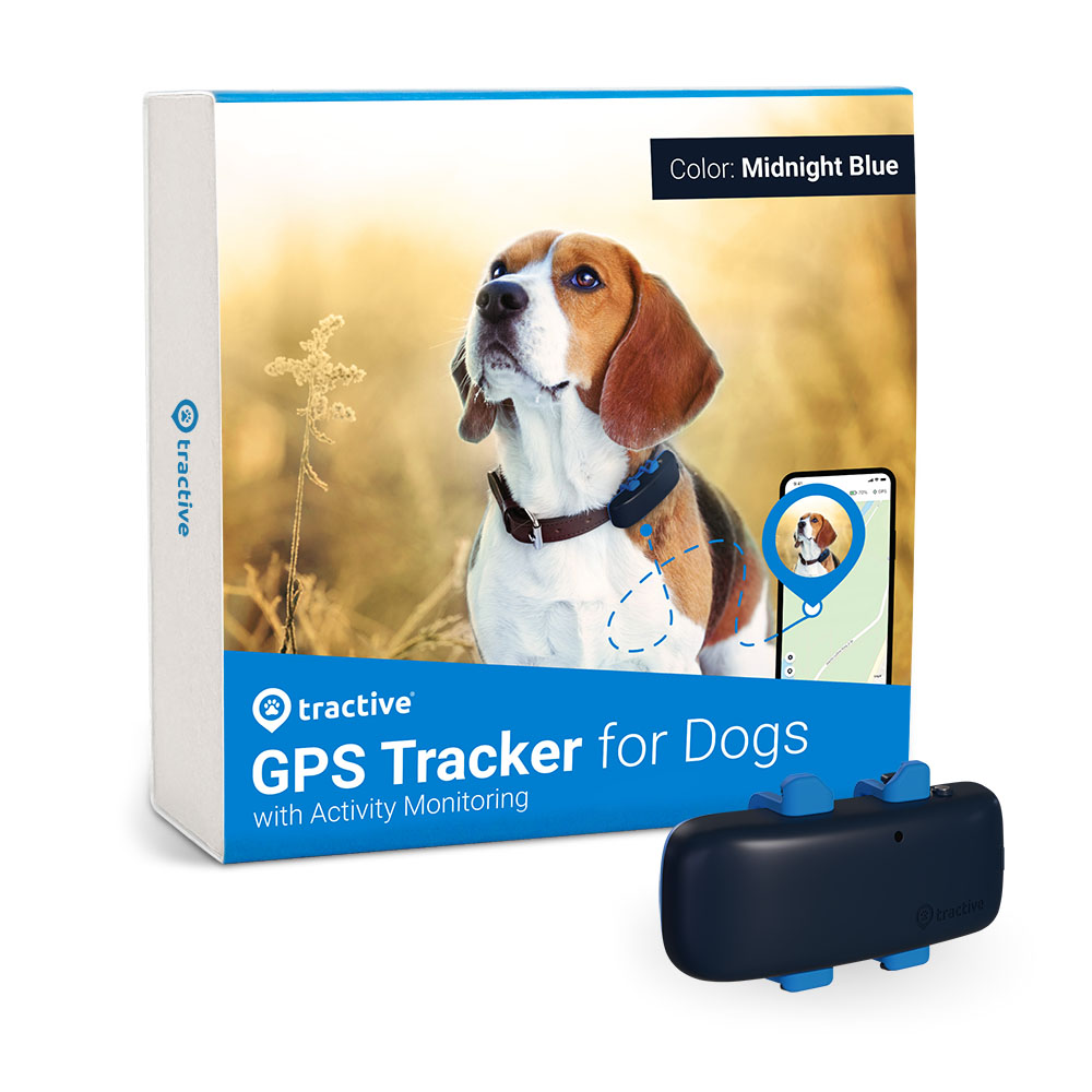 Tractive GPS Dog Tracker - Location & activity tracking in real-time - waterproof, unlimited range (Dark Blue)
