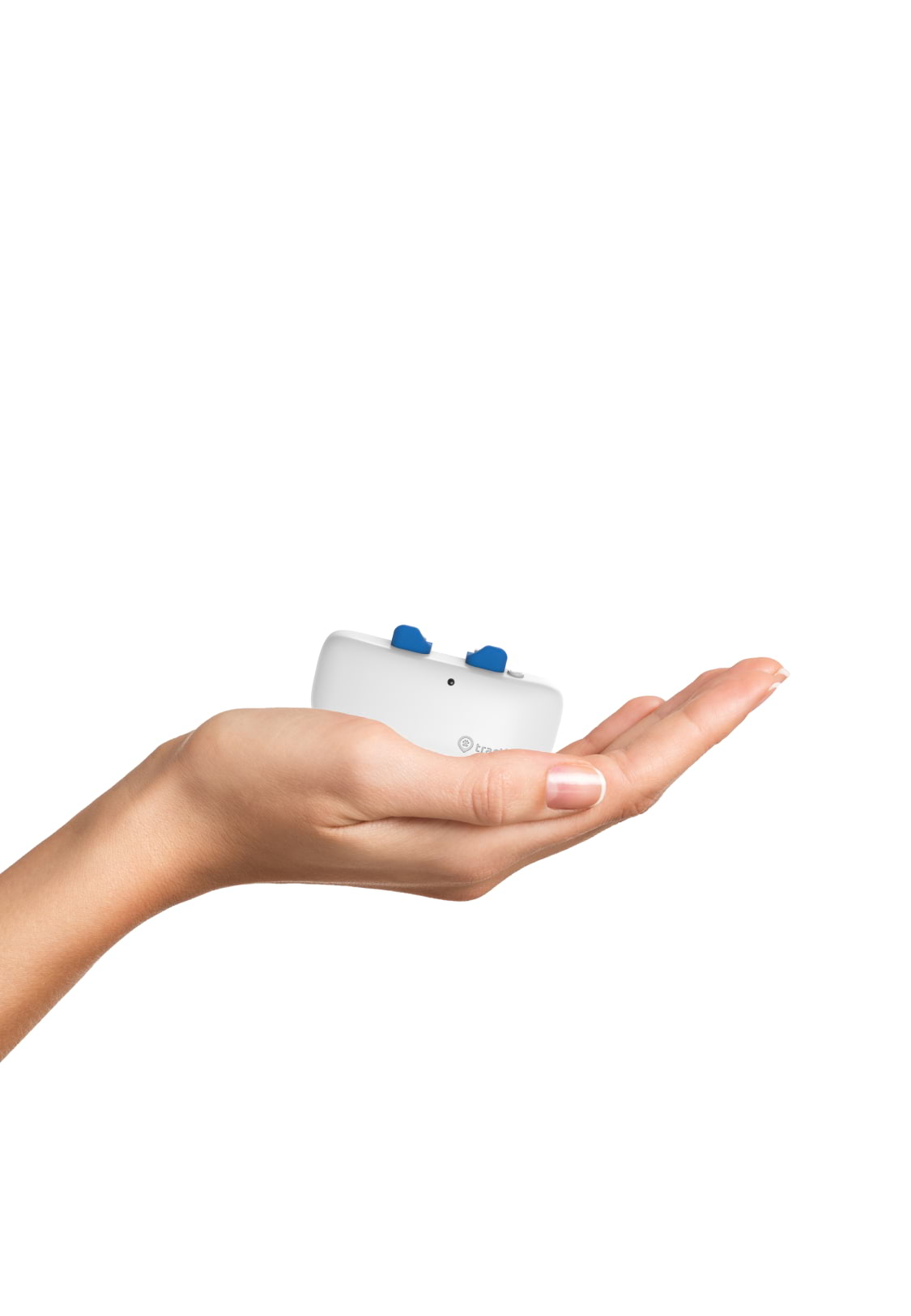 The Tractive GPS tracker that easily fits in a hand.